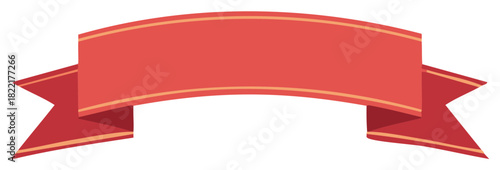 Red Ribbon Banner Illustration with Gold Trim for Text or Message Display