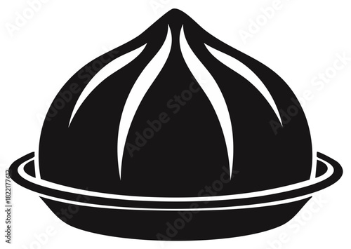 Asian steamed bun icon vector graphic with pleats, traditional dim sum bao food symbol