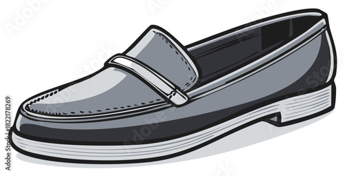 Classic Men's Grayscale Penny Loafer Shoe Vector Illustration