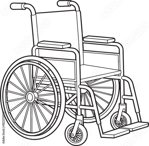 wheelchair and crutches, black and white
