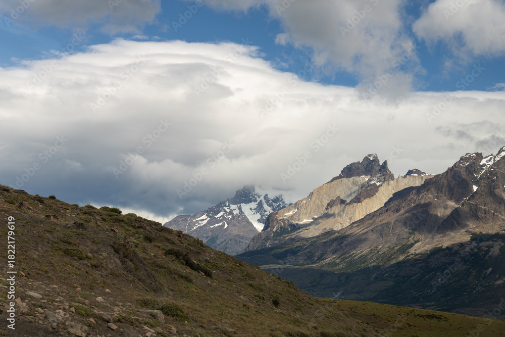 Obraz premium View of the mountain landscape in the national park Torres del Paine, Patagonia, Chile, South America