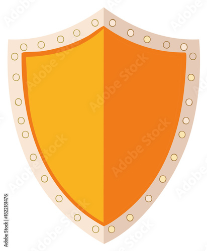 Orange and Yellow Heraldic Shield with Riveted Border