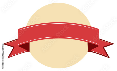Red Ribbon Banner With Circle Background For Text or Design