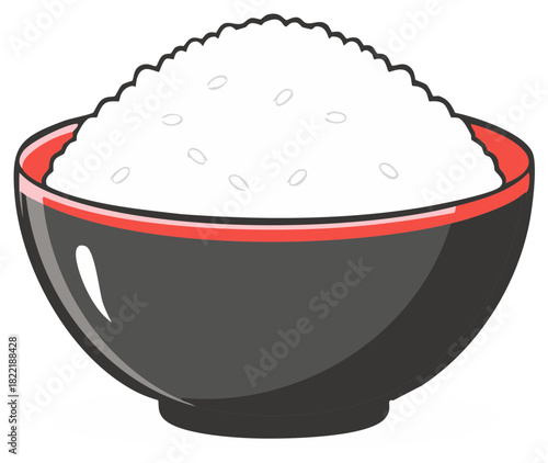 Bowl of Rice Still Life Illustration Grains Heap Portion Single Serving Asian Cuisine Meal Staple Grain
