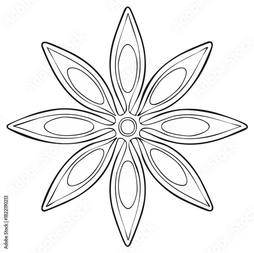Stylized Star Anise Spice Outline Illustration