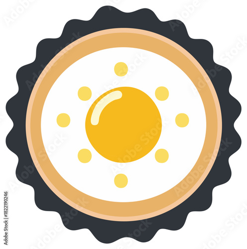 Isolated vector icon of a traditional egg custard tart pastry