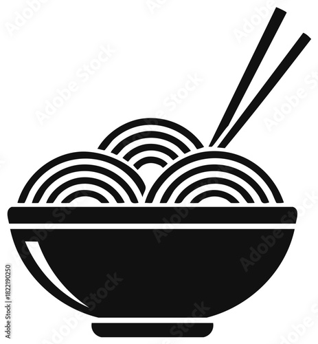 Asian food noodles in a bowl with chopsticks vector illustration