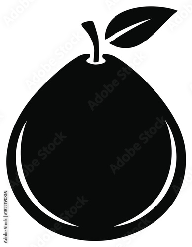 Tropical Guava Fruit Black Silhouette Vector Icon Design Element