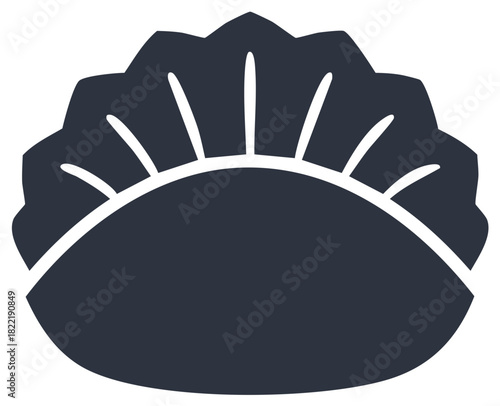 Pleated Asian dumpling icon simple vector graphic Traditional gyoza or jiaozi silhouette illustration