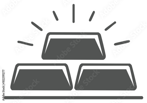 Stack of gold bars illustration with radiating lines representing wealth and value