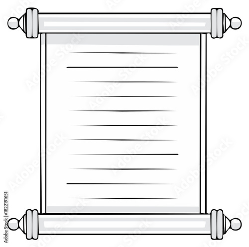 Blank ancient scroll or parchment paper with lines for text vector illustration