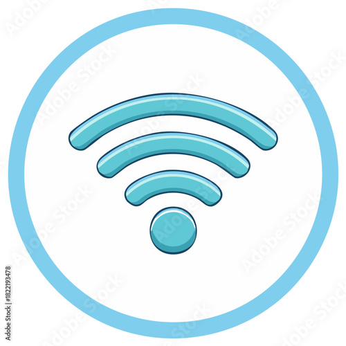 Blue Wi Fi Signal Icon within a Circle Communication Technology Symbol