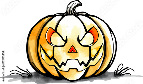Vector illustration of a scary Halloween pumpkin.