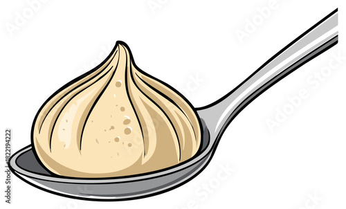 Dumpling on a Silver Spoon Ready to be Served