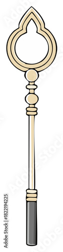 Elegant Scepter Illustration with Ornamental Design, Royalty Symbol, and Fantasy Icon