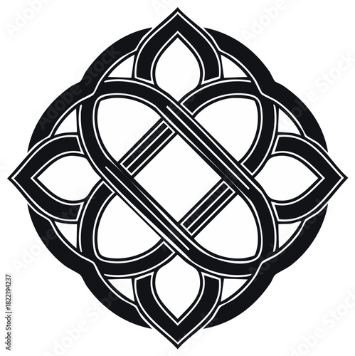 Intricate Celtic Knot Symbol of Eternity and Interconnectedness Black and White Graphic