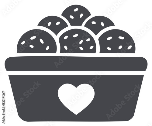 Bowl of Sweet Treats with Heart Icon Food Dessert