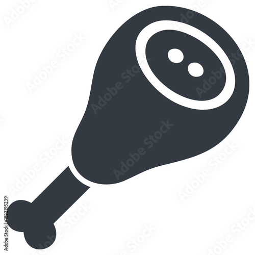 Simple flat icon of a ham leg bone in pork meat cut vector graphic illustration