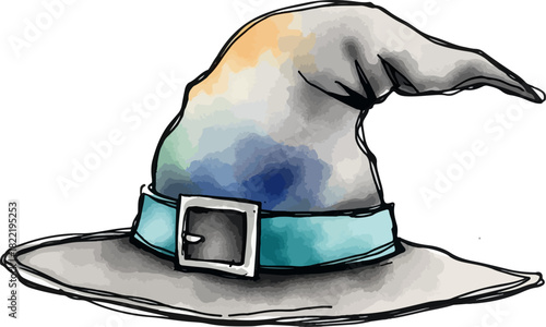 Pointed witch hat vector illustration.