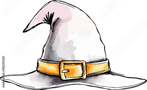 Pointed witch hat vector illustration.