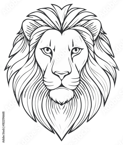 Lion head outline illustration symbol of strength and power