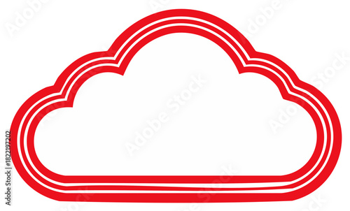 Modern red cloud frame vector illustration for technology, weather, or communication design