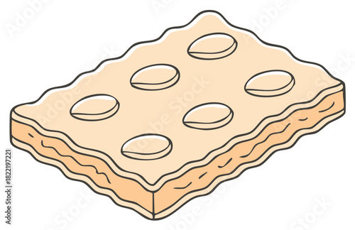 Sweet nougat turrón bar with almonds cartoon vector illustration