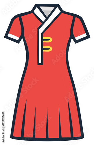 Traditional Red Cheongsam Dress Elegant Oriental Fashion Icon