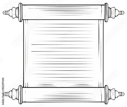 Antique Scroll Illustration, Old Manuscript Design Template, Historical Parchment Paper