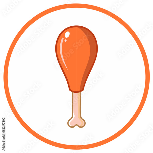 Crispy Fried Chicken Drumstick Icon Food Symbol Isolated Illustration