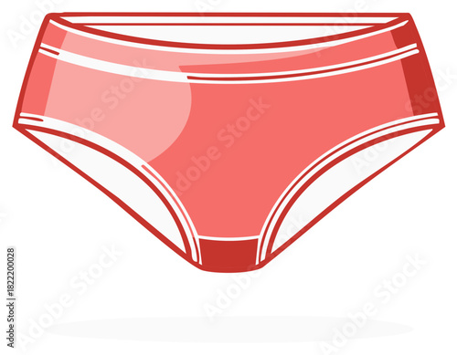 Stylish red womens underwear briefs with white trim classic lingerie vector illustration