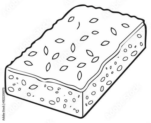 Hand-Drawn Outline Illustration of a Sponge with Seeds and Holes for Cleansing Tasks