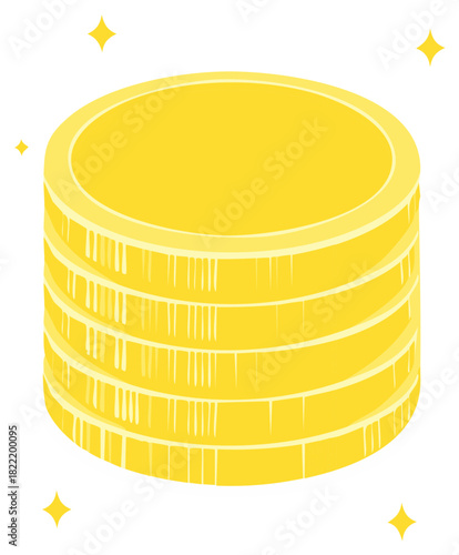 Stack of Golden Coins with Sparkles, Pile of Money, Currency
