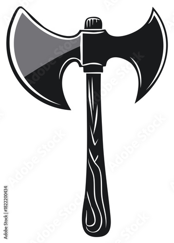 Black Double Bitted Axe Emblem for Fantasy Warriors and Vikings