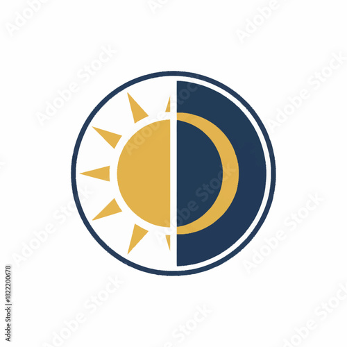 Gold and navy blue moon phases circular celestial icon perfect for lunar cycle astronomy cosmic mystical or spiritual night sky design