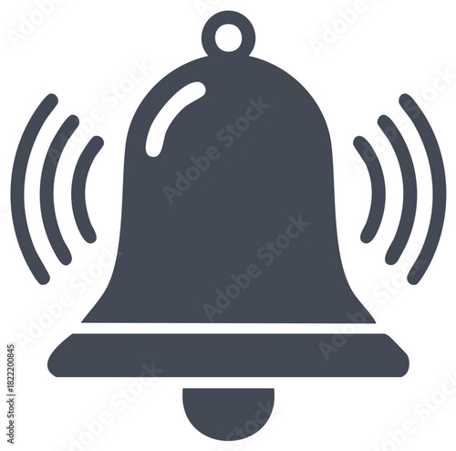 Stylized Bell Ringing Illustration Graphic Showing Sound Waves Emanating From It