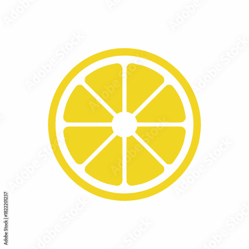 Bright yellow lemon slice citrus fruit icon with segments perfect for fresh food vitamin summer drink or healthy nutrition design