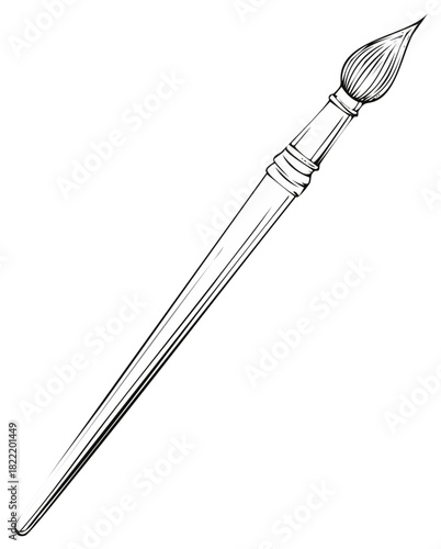 Detailed Outline of a Paintbrush Tool for Artistic Painting and Creative Design Projects