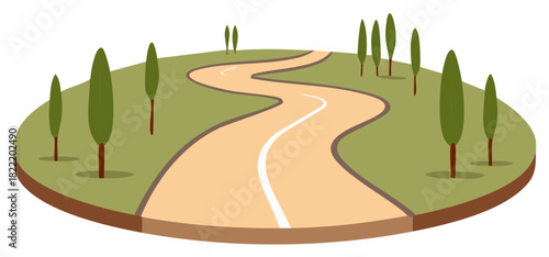 Winding Road Through Trees on Earth Mound