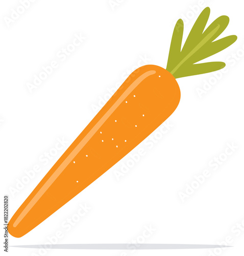 Vibrant orange carrot with fresh green leaves simple healthy food vegetable illustration