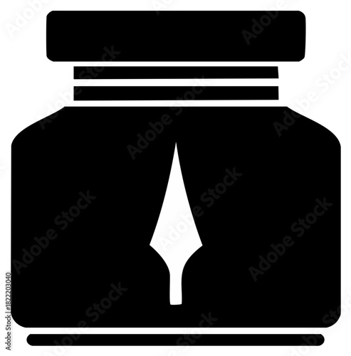 Inkwell with quill pen tip symbol graphic