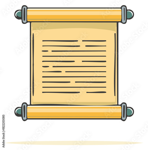 Cartoon Scroll With Text and Wooden Rods