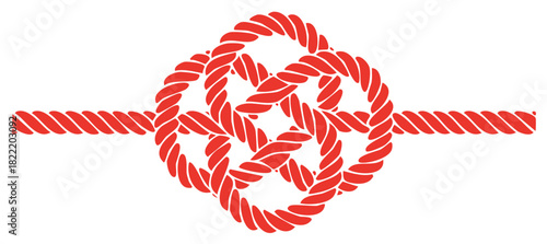 Vibrant Red Nautical Rope Knot Design on White Background A Symbol of Unity and Strength