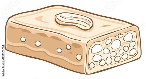 Crunchy Peanut Candy Bar Sweet Treat Cartoon Food Dessert Rectangle Candy