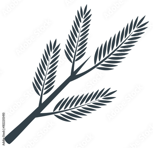 Stylized vector illustration of a wheat stalk with symmetrical grain heads for print and design