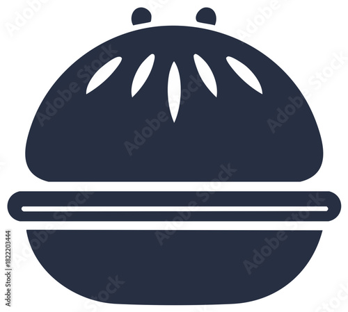 Stylized Illustration of a Dumpling with Decorative Elements