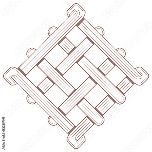 Celtic Knot Style Woven Square Line Art Isolated Decorative Design