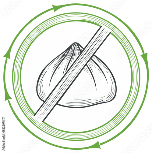 Garlic prohibition symbol graphic illustration showing healthy food rejection concept