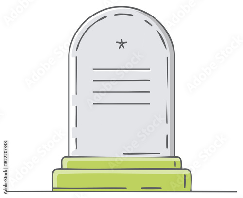 Illustration of a Tombstone Grave Marker with Star for Memorial or Funeral Design Element