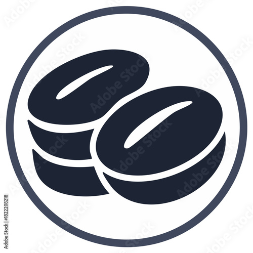 Minimalist illustration of coffee beans within a circle